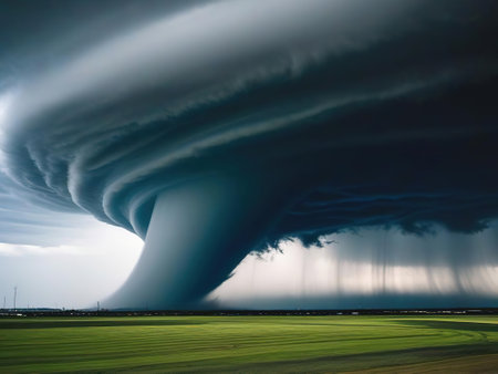 Prairie Storm Clouds ominous weather Saskatchewan Canada summer thunderstorm.の素材