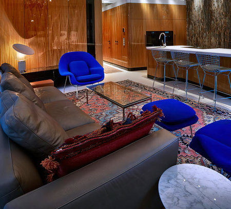Interior of a hotel room with sofa and armchairs. 3d renderの写真素材