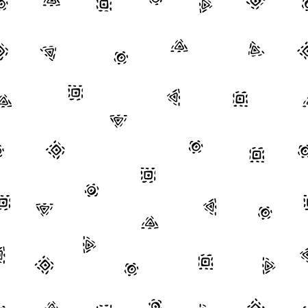 Vector illustration of boho style seamless pattern. Bohemian black icons background. Hand drawn. Isolated on white background.のイラスト素材
