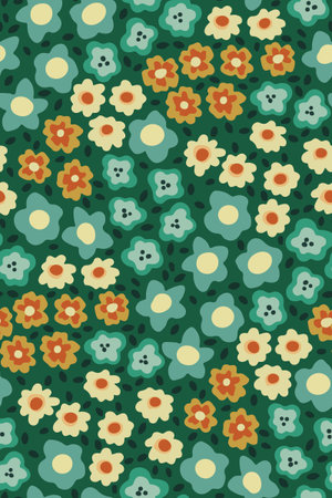 Seamless pattern with a flowering meadow, a mix of various small flower heads on a light background....