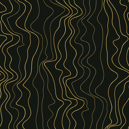 Seamless pattern with curved deformed lines. Abstract background with golden wavy stripes. Vector illustration.のイラスト素材