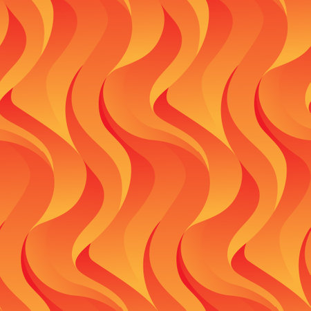 Seamless pattern with decorative flames. Orange abstract pattern with smooth geometric texture. Vector illustration.のイラスト素材