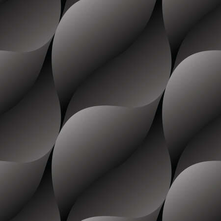 Black seamless pattern with wavy texture. Abstract background, classic backprop with smooth geometric shapes. Vector illustration.のイラスト素材