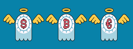 Ghost coin. Set of dead coins of different currencies: dollar, euro, bitcoin. A cute money ghost...