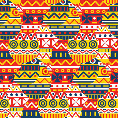 Seamless pattern with Easter eggs. Abstract background with geometric ornament. Vector illustration.のイラスト素材