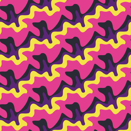 Seamless pattern, abstract background with bright smudges and paint streaks. Surface graphic design, wavy trippy texture. Vector illustration.のイラスト素材