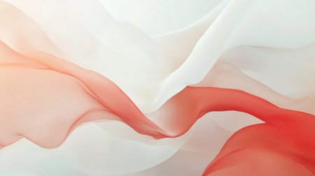 Red and White Fabric Abstract: A captivating abstract image featuring soft, flowing fabric in shades of red and white.  The delicate folds and ripples create a mesmerizing and textural backdrop.の素材