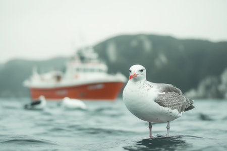 Seagull by the Fishing Boatの素材