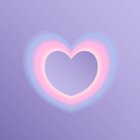 Gradient heart-shaped frame with blurred transparent edges. Valentine's day card with heart in 90s, 2000s style. Vector illustration in romantic pastel colors.のイラスト素材