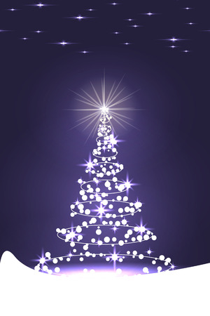 abstract fir Christmas illustration of a glowing silhouetteのイラスト素材