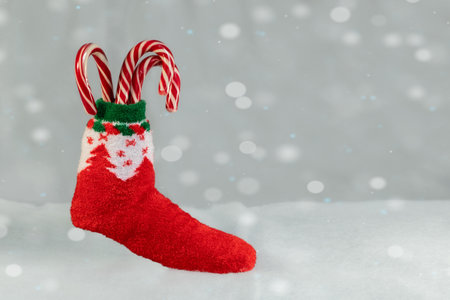 Christmas candy cane.The concept of Christmas and New Year holidays.の写真素材