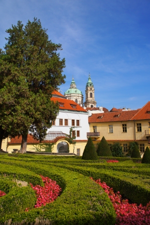 Saint Nicholas Church view from Vrtbovska Gardenのeditorial素材