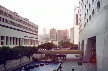 Jardine House and General Post Office of Hong Kong at sundown