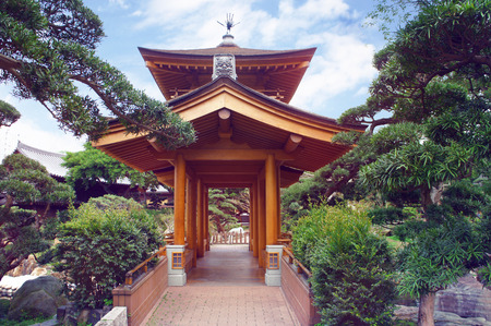 Chinese pavilion of Tang Dynasty style in the Hong Kongのeditorial素材