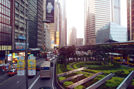 Connaught Road Central Of Hong Kong at sundownのeditorial素材