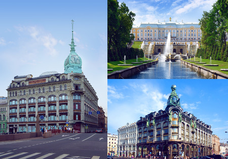 Saint Petersburg landmarks collageのeditorial素材