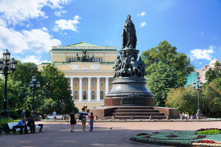 Alexandrinsky Theatre, Monument to Empress Alexandra Feodorovna in Saint Petersburgのeditorial素材