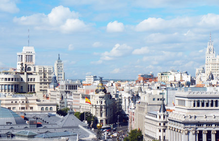 Madrid skyline view from Cybele Palace, Spain