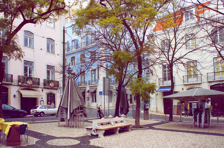 Largo Do Carmo square of Lisbonのeditorial素材