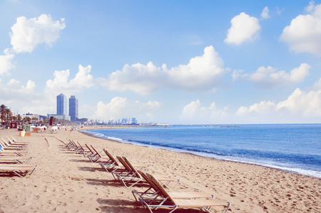 Barceloneta beach in the Barcelona, Spainの写真素材