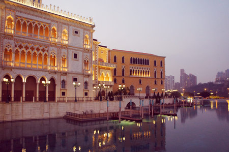 Macau Venetian casino Doge's Palace copy resort by evening, Macau S.A.R.