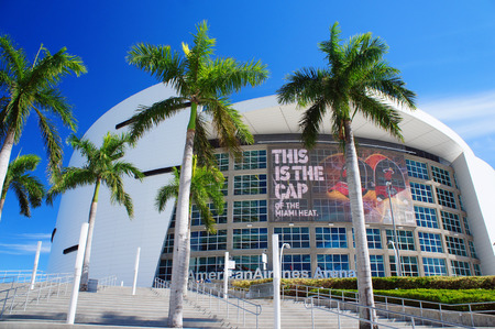 Miami, United States - February 12, 2016: American Airlines Arena in Miami as seen on February 12, 2016.のeditorial素材