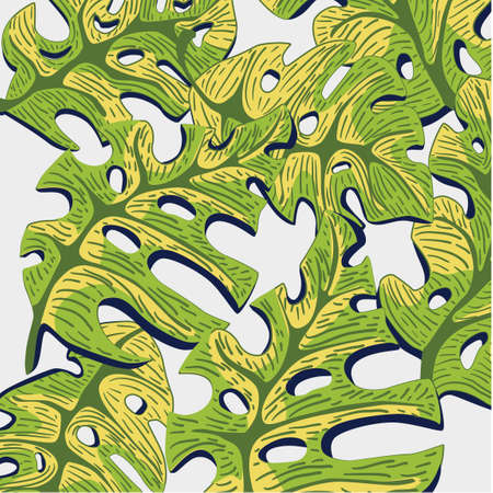 vector pattern green with tropical leavesのイラスト素材