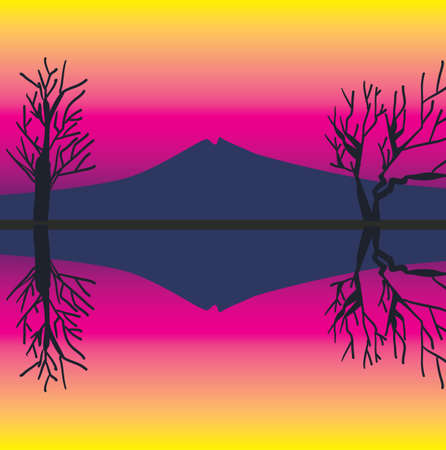 Mountain landscape at sunset in vectorのイラスト素材