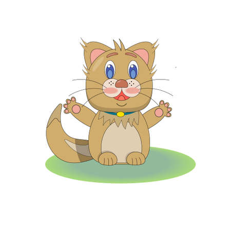 Cute cartoon illustration of a kitten on a white backgroundのイラスト素材