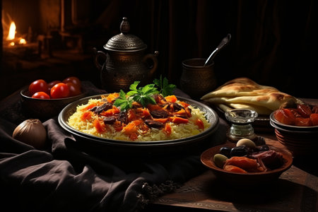 Traditional Ramadan cuisine. preparing delicious festive dishes for the holy month of Ramadanの素材