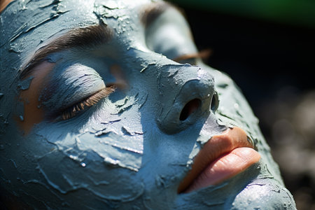 Blue clay face mask. embracing the skincare ritual for a radiant and glowing complexionの素材