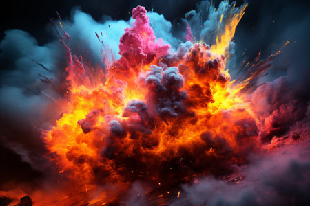 Holi festival, explosion of vibrant colors. Indian celebrations and cultural traditionsの素材