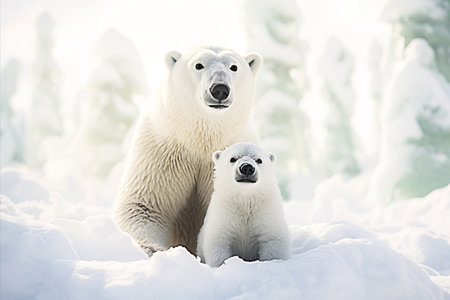 White bears as a symbol of suffering ecosystem.Effects of global warming on wildlife and ecosystemsの素材