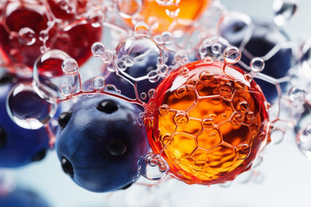 Molecular structure in translucent gel with bubbles texture, depth of field effectの素材