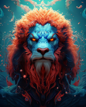 Leo zodiac sign illustration for astrology, horoscope predictions, and zodiac contentの素材