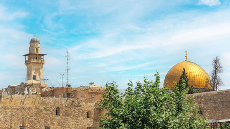 The Dome of the Rock, a significant Muslim shrine in Jerusalems Old City, where Prophet Muhammad...