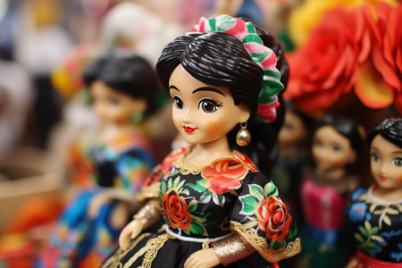 Handmade s?o jo?o wooden doll, colorful brazilian june festival, festa junina, close-upの素材