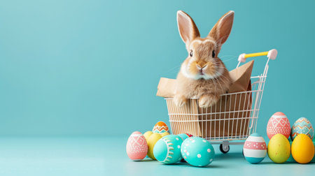 Easter shopping extravaganza  bunny basket, colorful eggs, and spring vibes await youの素材