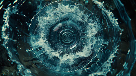 Abstract Background Of Water Vortex With Ripples, Splashes, Bubbles And Waves. Circular Patterns.の素材