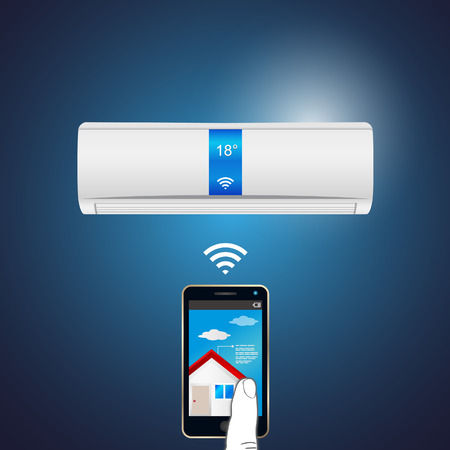 IoT(Internet of things) air conditionerのイラスト素材