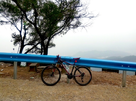 Mountain bike at the road sideのeditorial素材