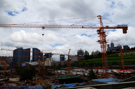 Cranes on the construction siteのeditorial素材