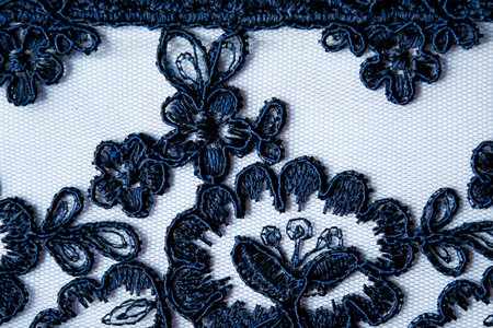 Blue lace fabric for decoration.