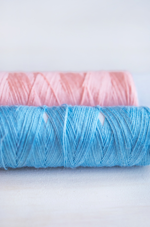Colored threads for textiles and decorの写真素材