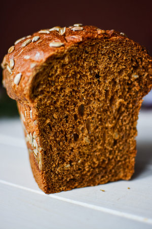 Rye bread with sunflower seeds. Black bread with flour coarse.