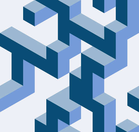 Seamless geometric pattern blue mazeのイラスト素材