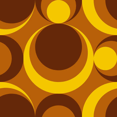 Seamless retro pattern of circles yellow brownのイラスト素材