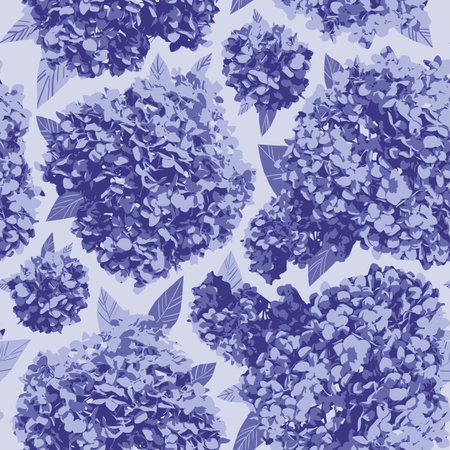Seamless pattern blooming hydrangea flowers purple lilac very peri