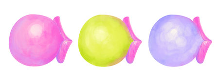 illustration of lips with gum bubbles multicolored options