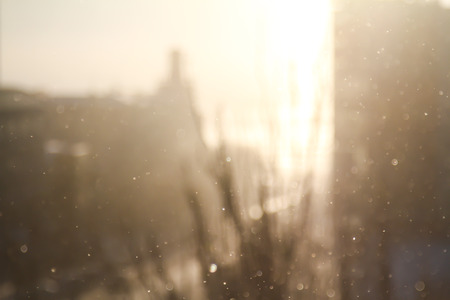 Blurred background of snowfallの写真素材